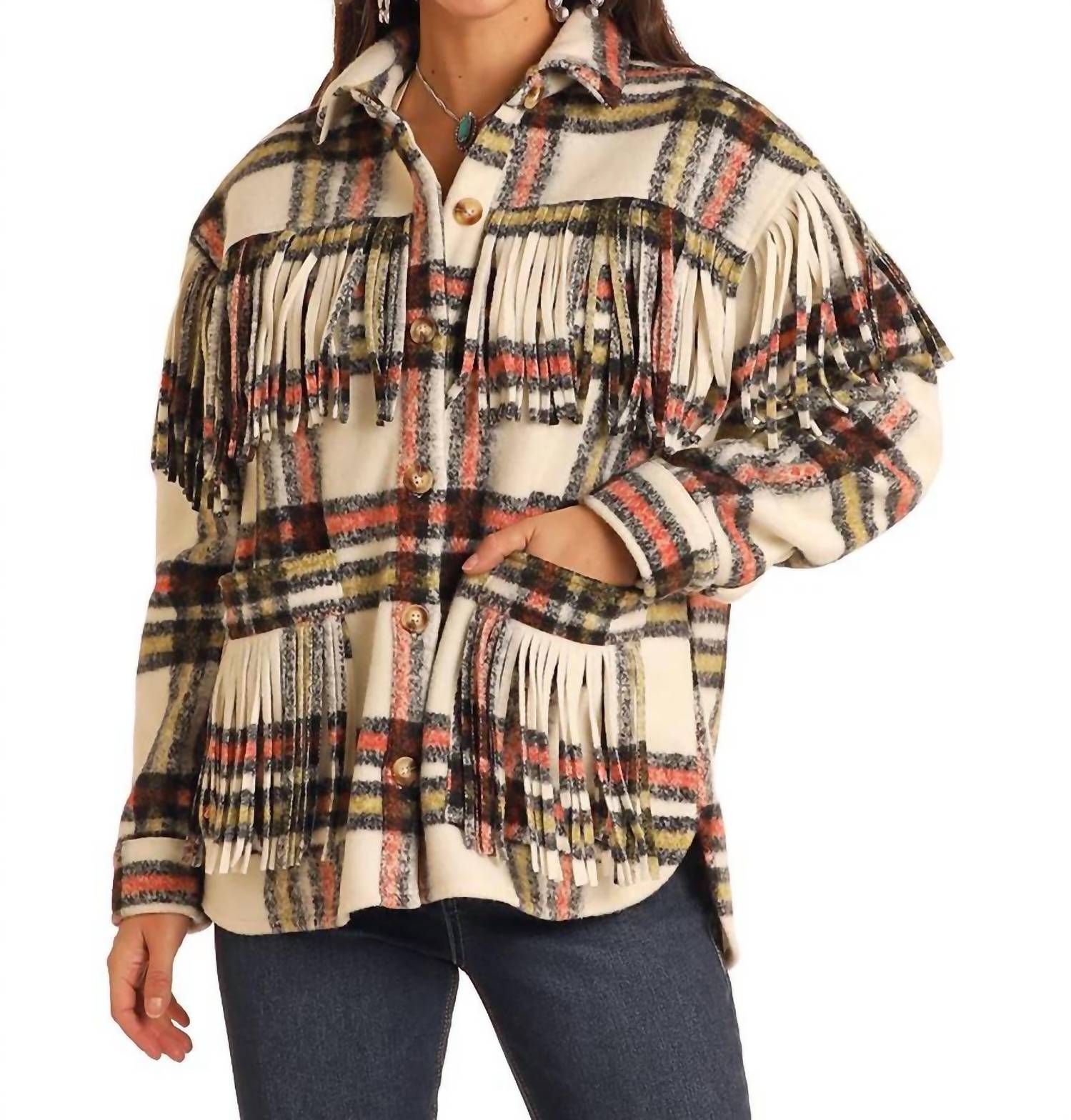 Rock & Roll Cowgirl - Plaid Shacket With Fringe