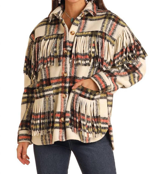 Rock & Roll Cowgirl - Plaid Shacket With Fringe