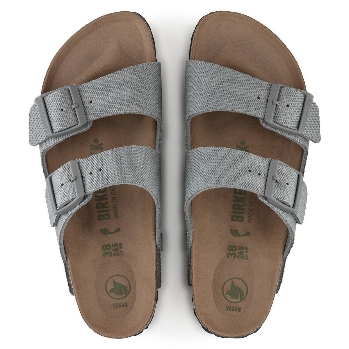 BIRKENSTOCK Men's Arizona Rivet Logo Textile Sandals in stone coin - men's sandal - detail view