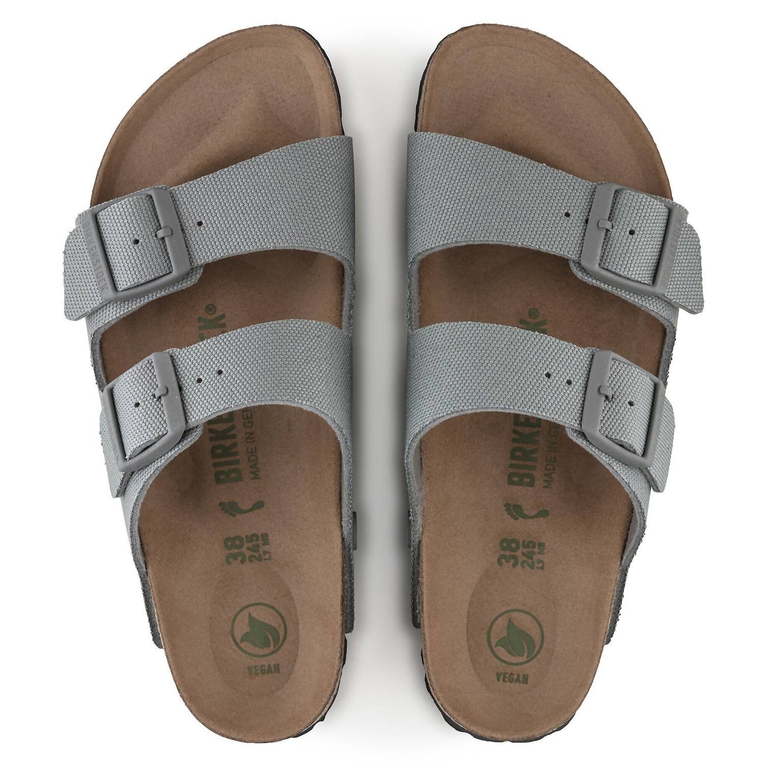 BIRKENSTOCK Men's Arizona Rivet Logo Textile Sandals in stone coin - men's sandal - detail view