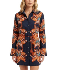 Anna Cate Avery Button-down Mini Dress in navy blue - women's dress - detail view