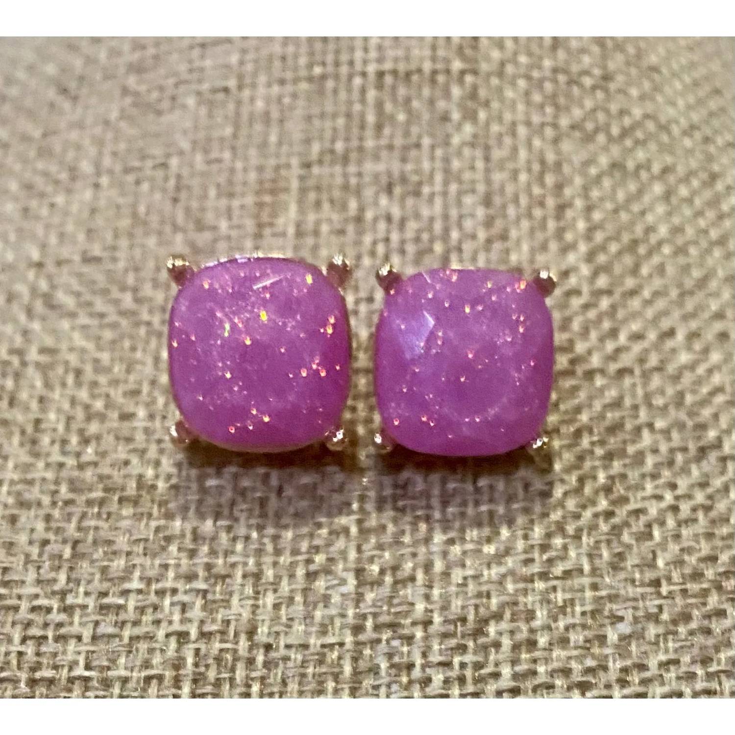 Sophia Collection - Women's Square Faceted Gem Stud Earrings