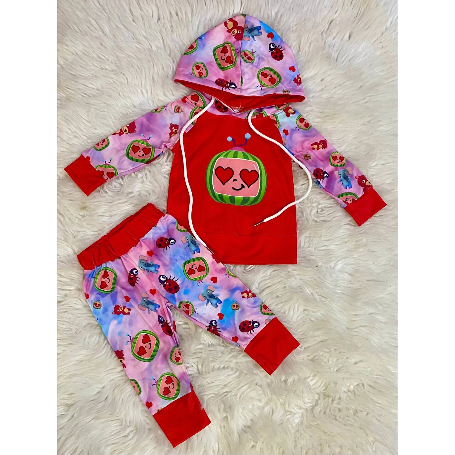 Kidscharm - Girl's Cocomelon Valentine's Day Hoodie and Pant Set