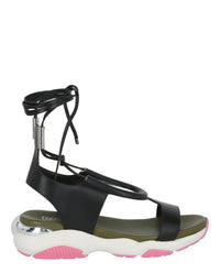 Salvatore Ferragamo Women's Lace-up Flat Sandals in black - women's sandal - detail view
