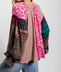 Easel - Women's Mix Print Loose Top
