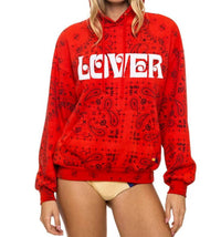 AVIATOR NATION Bandana Lover Relaxed Pullover Hoodie in red - women's top