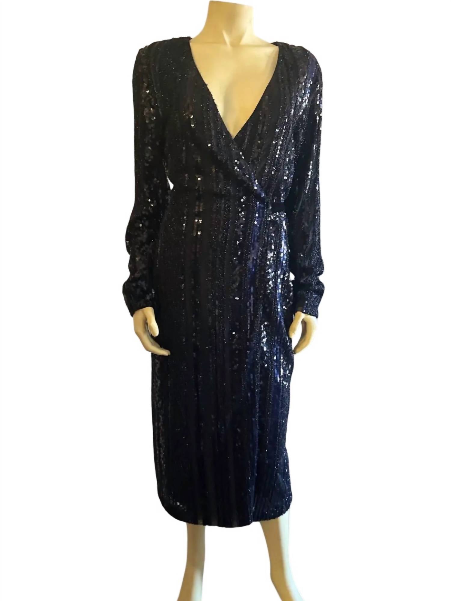 ALBERTO MAKALI Women's Textured Midi Dress in black sequin - women's dress