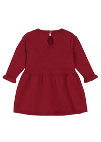 Minymo Kid's Kate Long-sleeved Dress in crimson - kids' dress - detail view