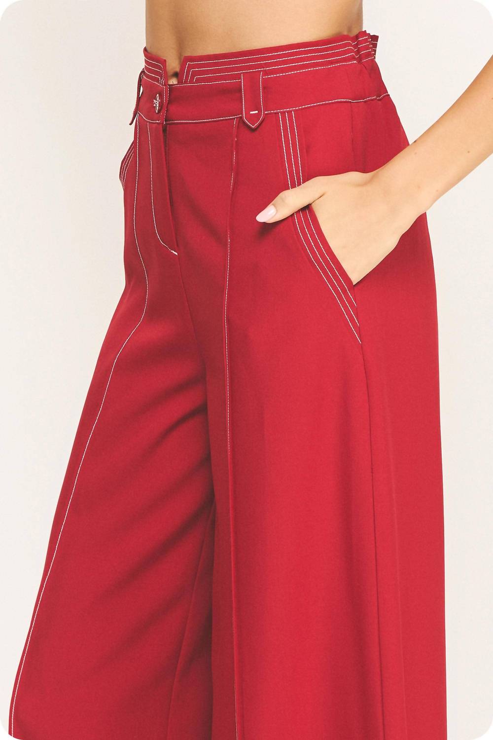 Strut & Bolt - Top Stitch Detail Wide Leg Trousers