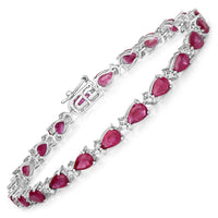 Diana M Jewels Women's Pear Natural Ruby Bracelet (9.33 Ct) - Bold in 14k white gold - women's jewelry - detail view