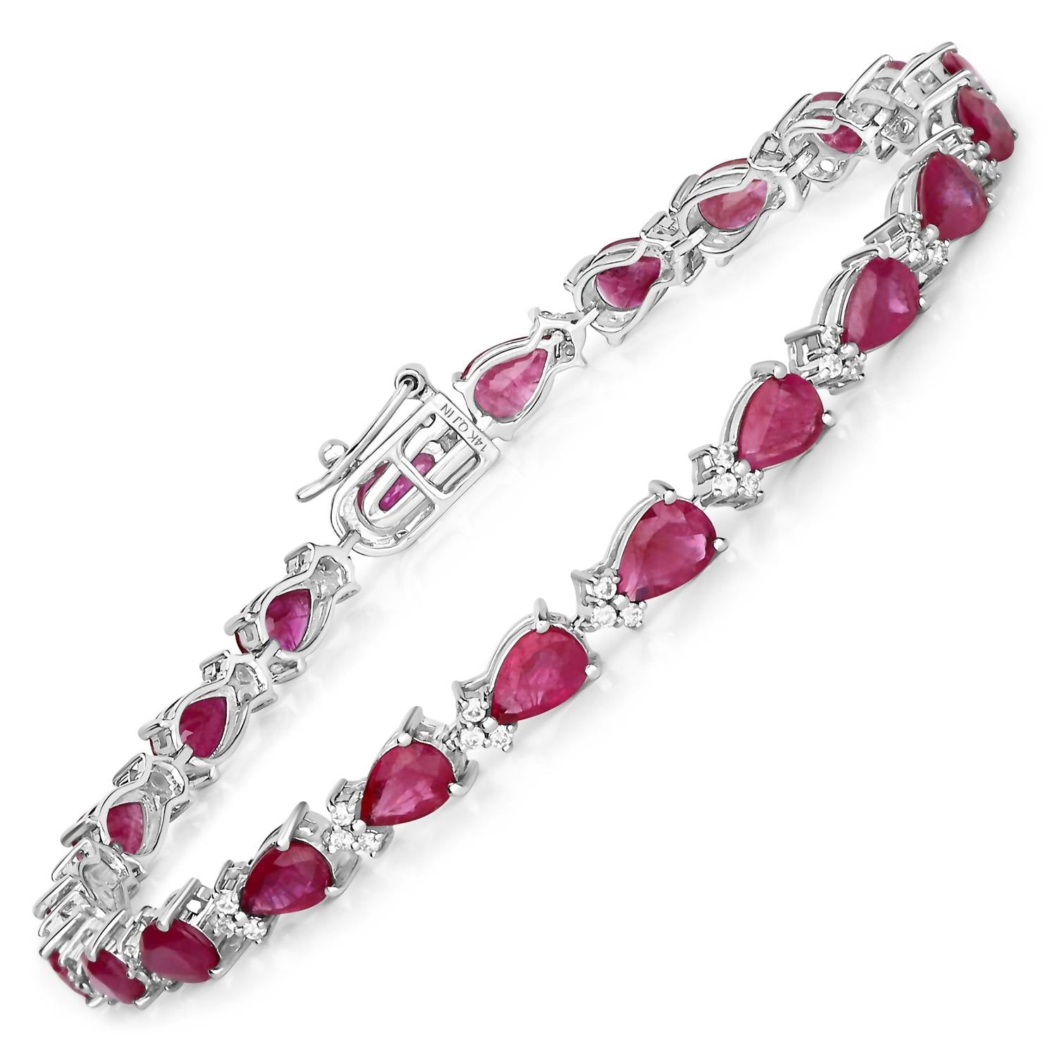 Diana M Jewels Women's Pear Natural Ruby Bracelet (9.33 Ct) - Bold in 14k white gold - women's jewelry - detail view