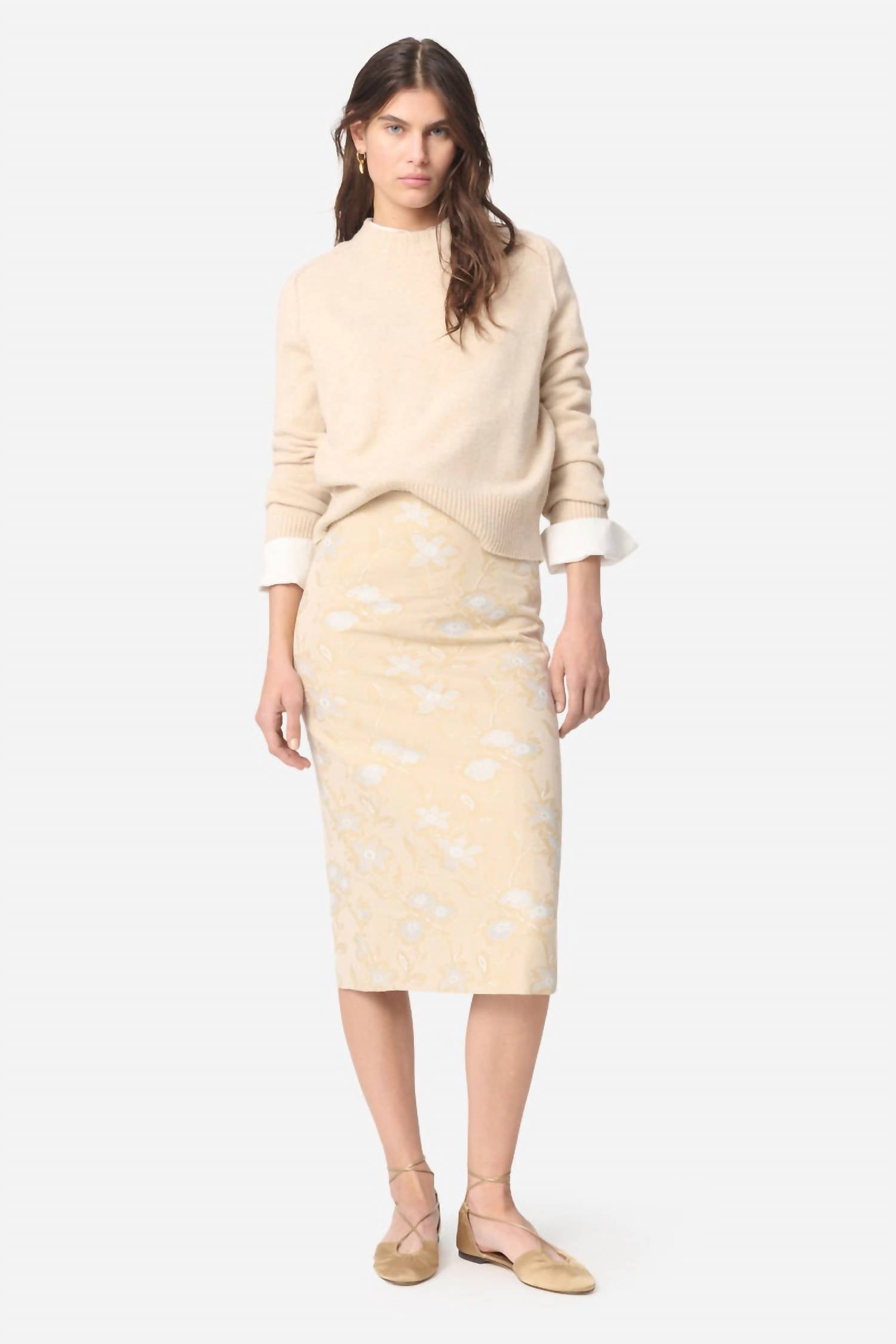 Vanessabruno - Gabriella Floral Jacquard Pencil Skirt