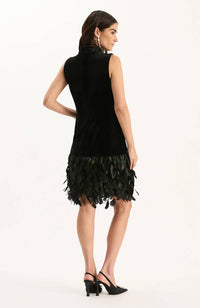 Tyler Boe - Colette Feather Hem Velvet Dress