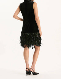 Tyler Boe - Colette Feather Hem Velvet Dress
