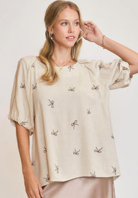 Umgee - Balloon Sleeve Linen Top