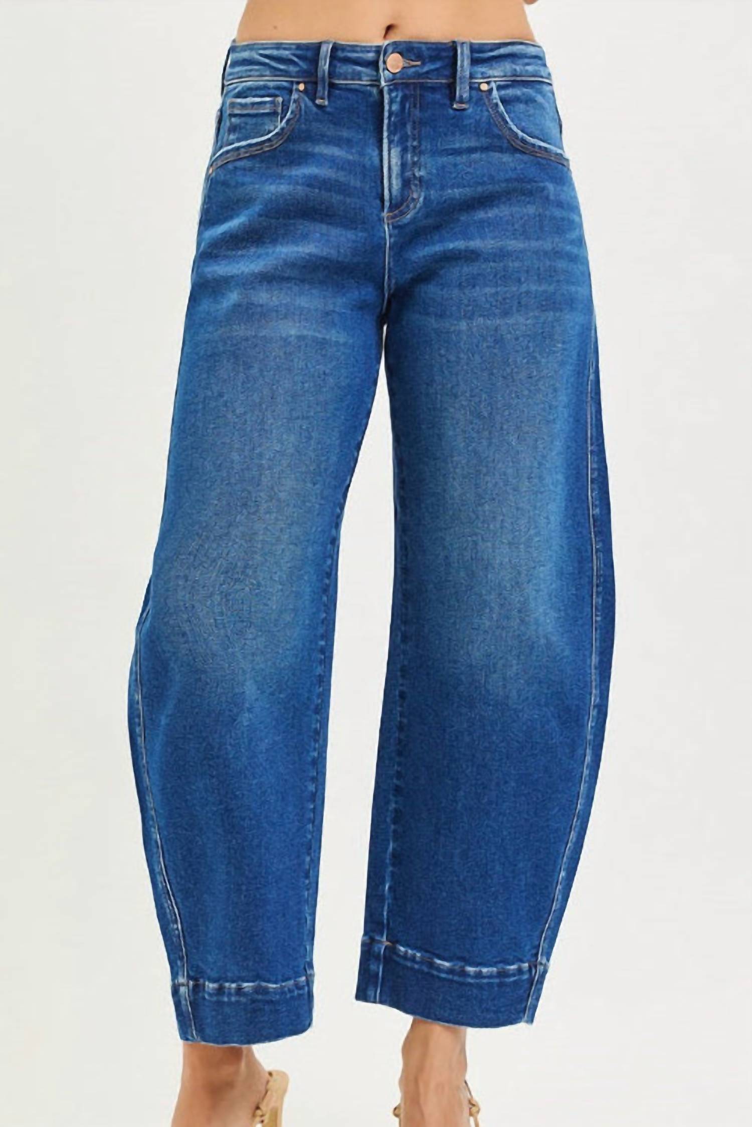 RISEN Sunset Barrel Jeans in med wash - women's jeans - detail view