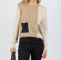 Aldo Martins Double Pocket Crew Sweater in ivory - women's sweater
