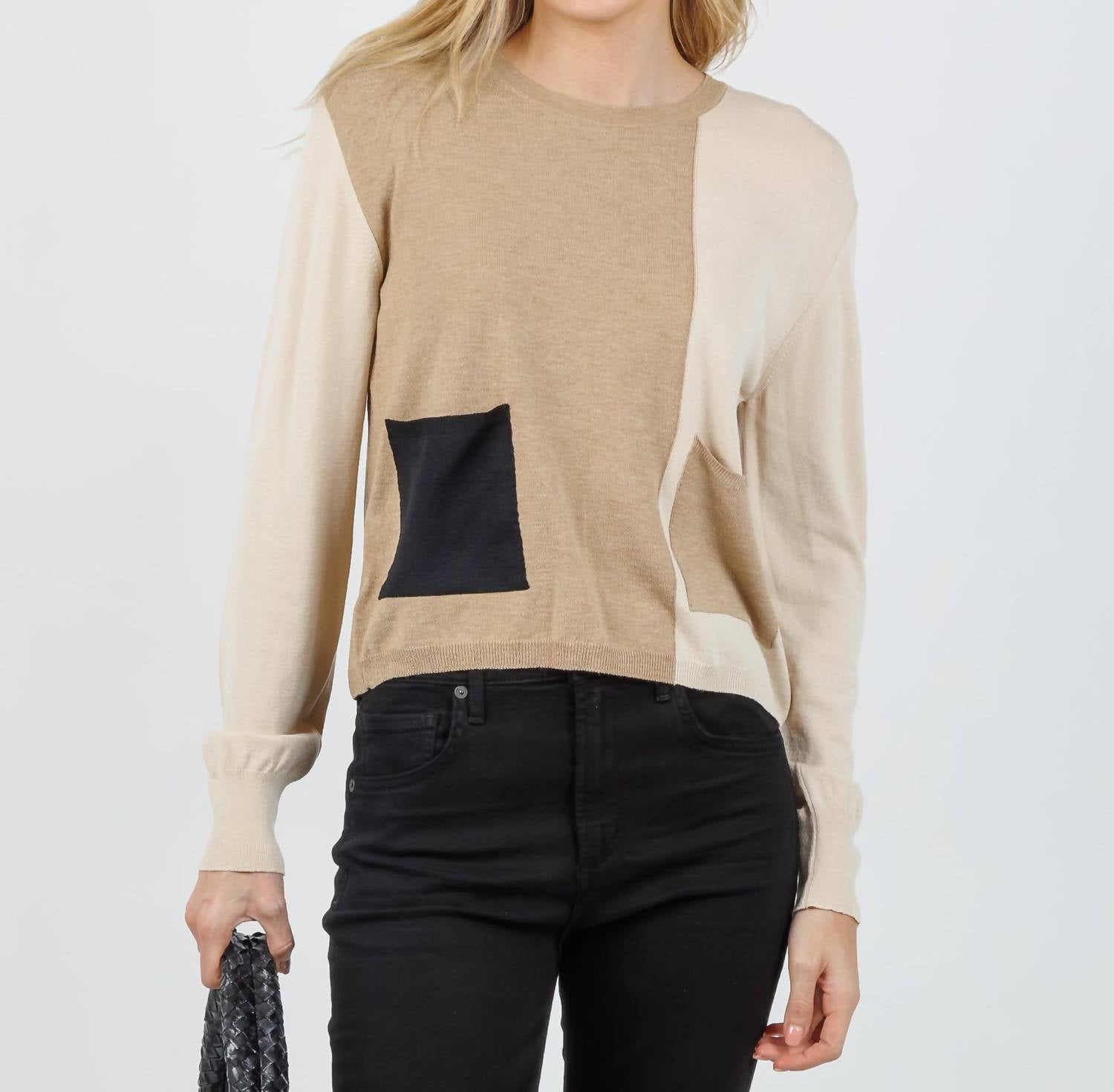 Aldo Martins Double Pocket Crew Sweater in ivory - women's sweater