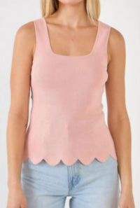 English Factory - Square Neckline Scallop Edge Knit Tank Top