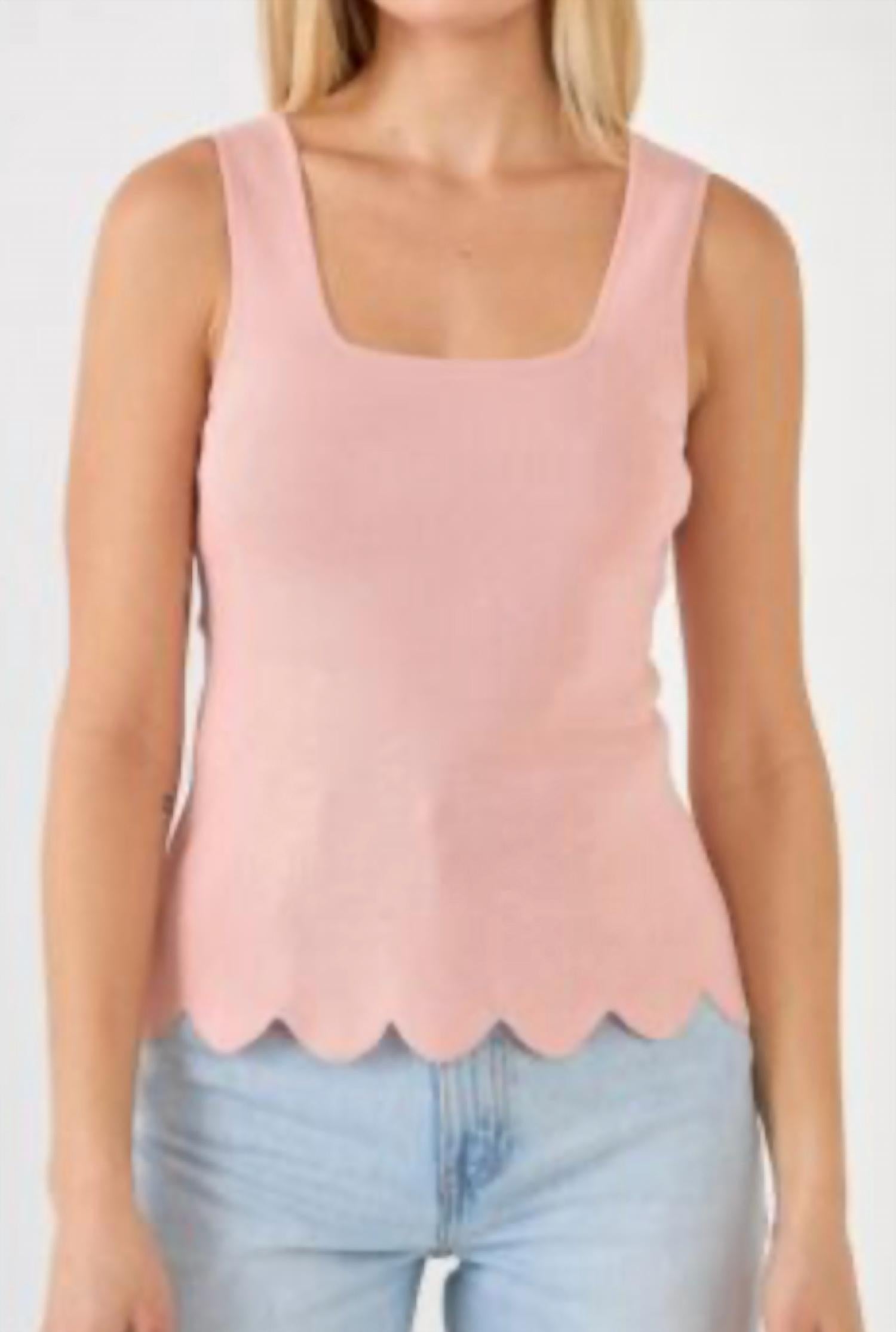English Factory - Square Neckline Scallop Edge Knit Tank Top