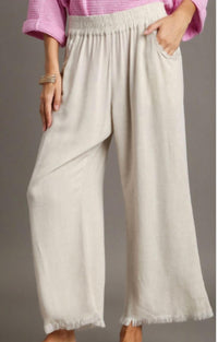 Umgee - Women's Alex Frayed Hem Wide Leg Pants