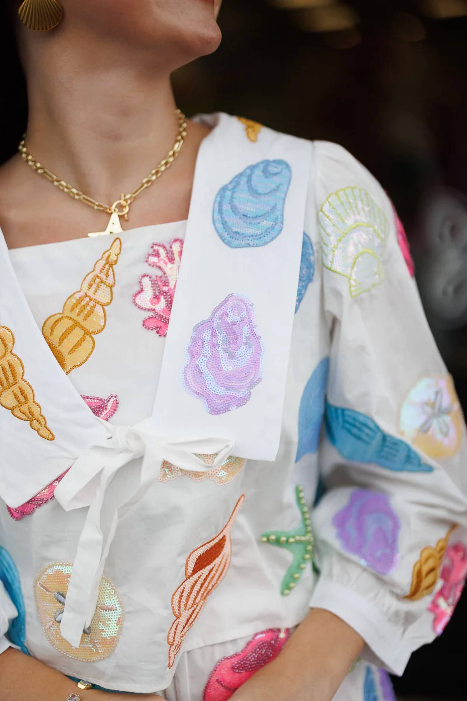 Queen Of Sparkles - Sequins Shell Collared Top