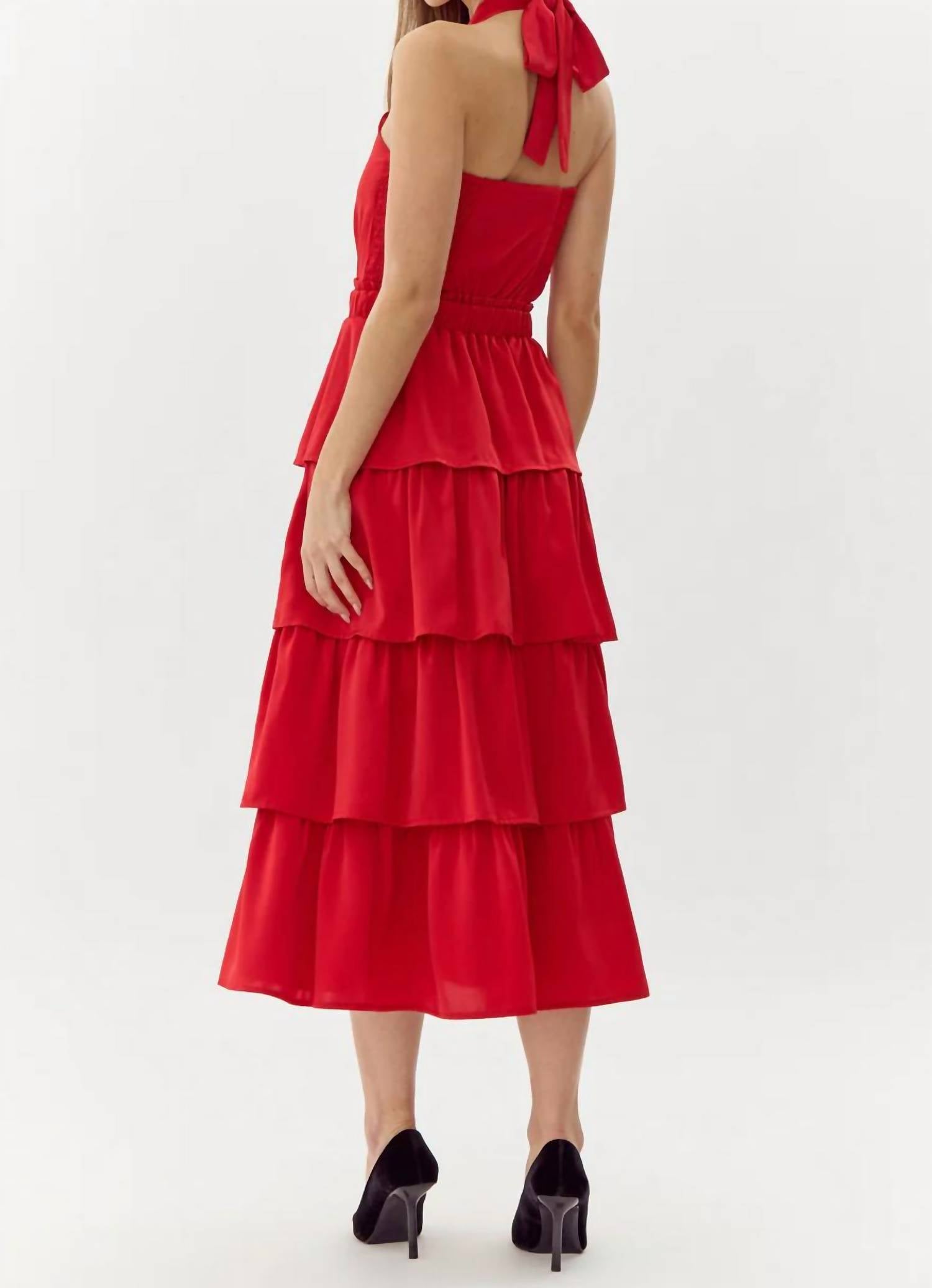 Adelyn Rae - Eleanor Halter Tiered Midi Dress