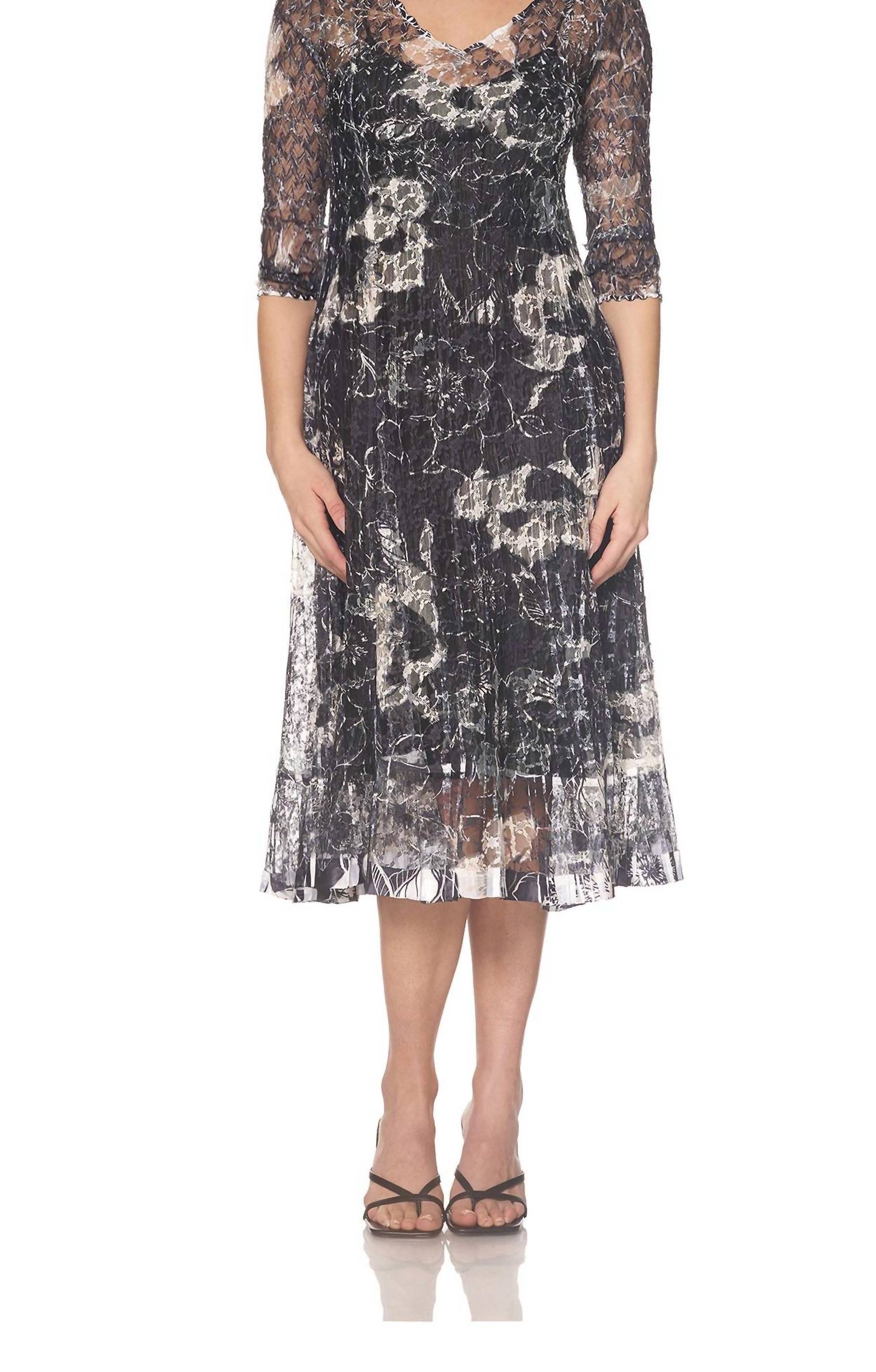 Komarov - Lace Three-quarter Sleeve Dress