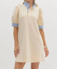 Entro - Mock Neck Contrast Striped Mini Dress