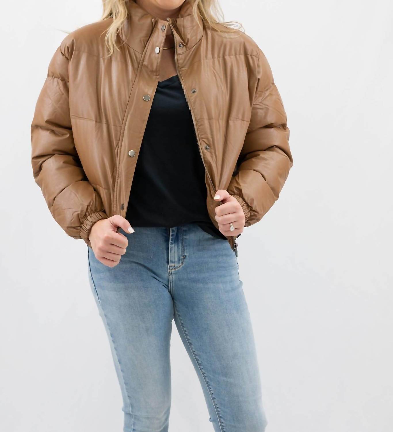 Coalition La - Vegan Leather Puffer Bomber Jacket
