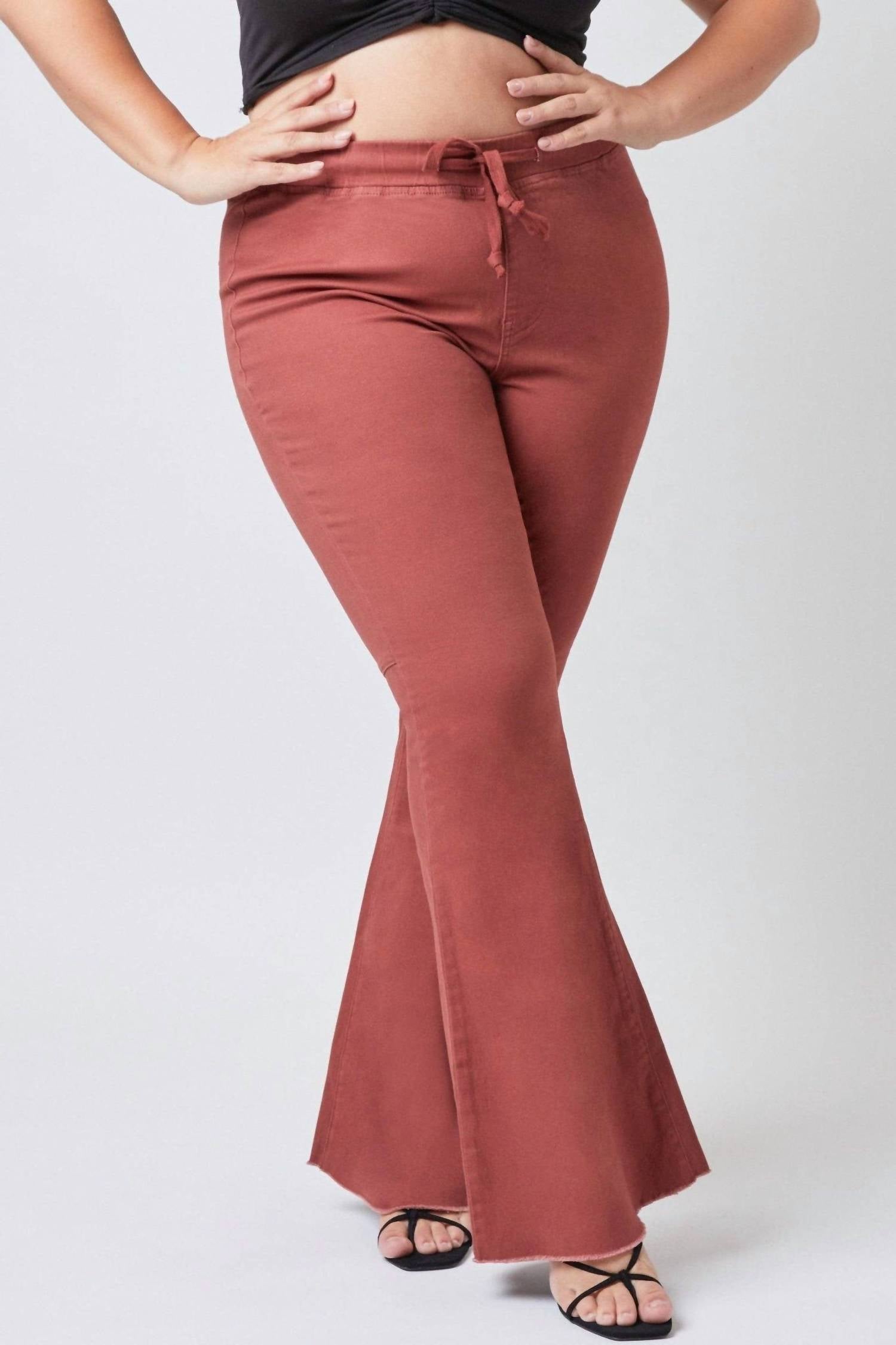 Ymi - Chloe Pull On Fray Flare Jeans - Plus