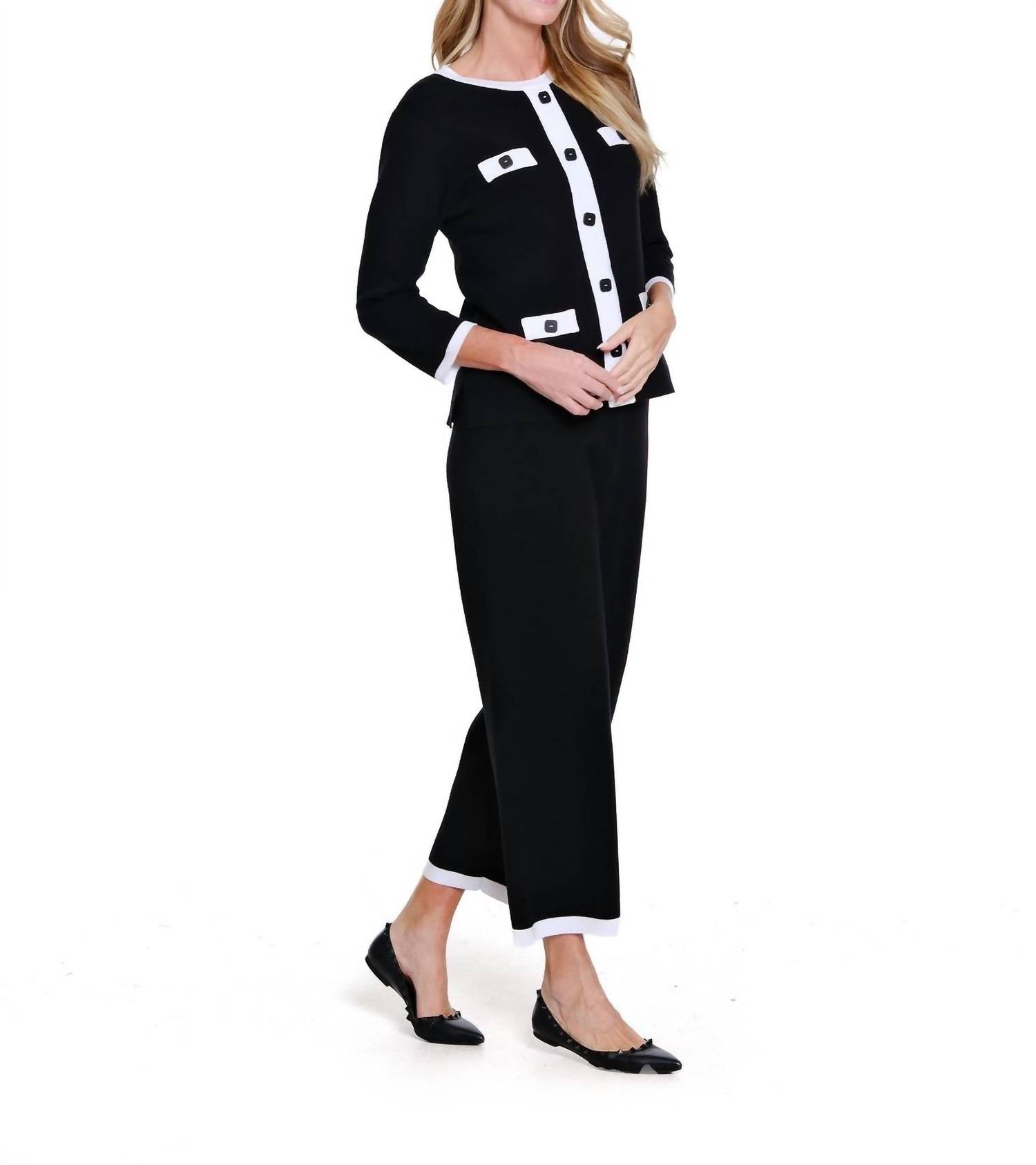 Multiples - Pull On Elastic Waist Wide Leg Crop Pants