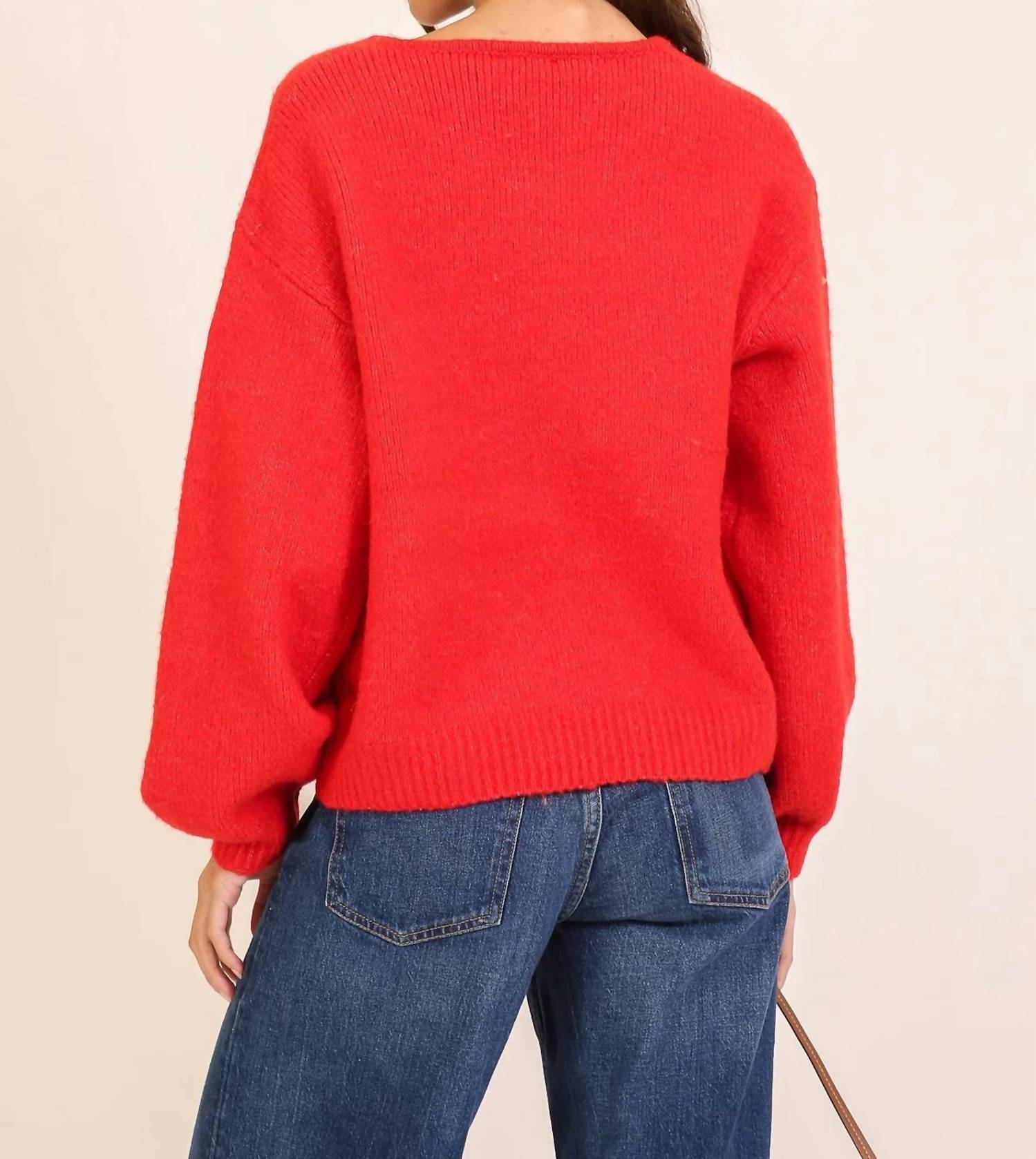 Lumiere - Tilly Gingham Bow Tie Knit Sweater