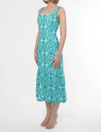 adelyn rae Rose Cotton Eyelet Embroidered Midi Dress in blue green - women's dress - alternate view