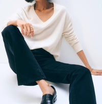 White + Warren - Rib Trim V-no Sweater