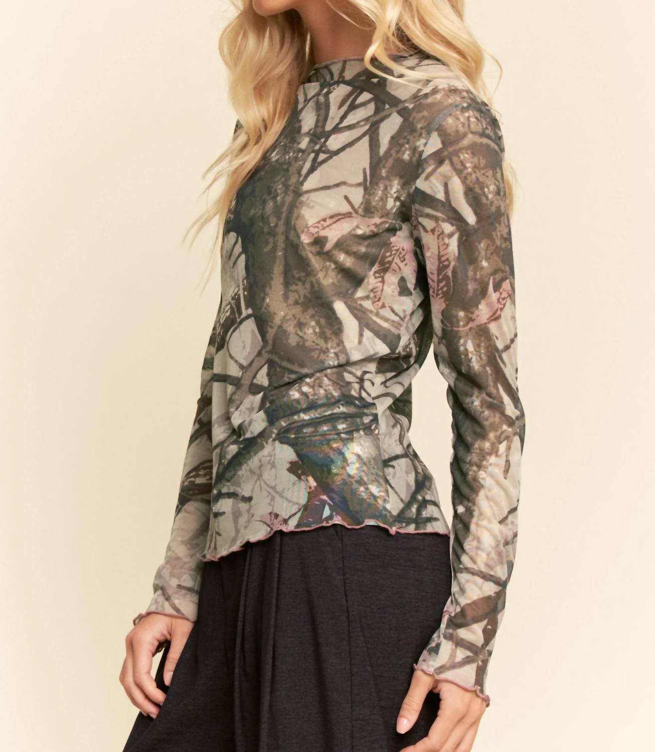 Davi & Dani - Tree Camo Mesh Top
