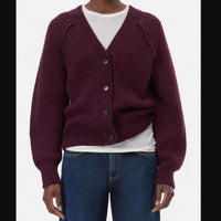 CLOSED Waisted Cardigan Alpaca Sweater in burgundy - women's sweater - detail view