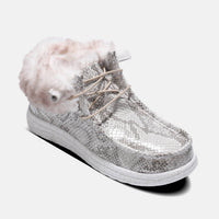 Lamo Women's Cassidy Winter Shoe in dove snake - women's sneaker - detail view