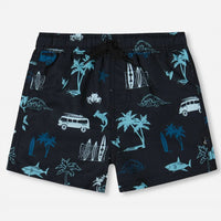 Deux Par Deux - Boy's Printed Beach Swim Trunks