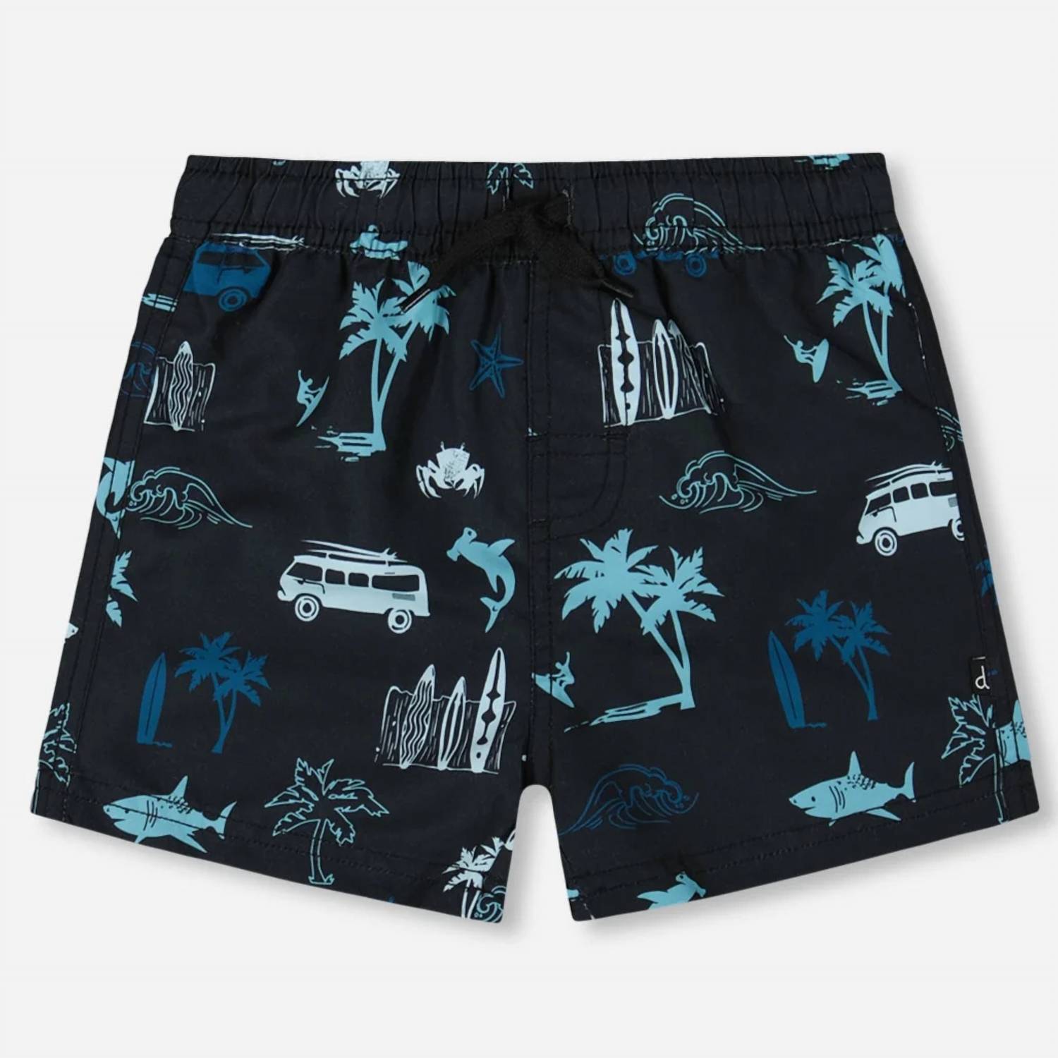 Deux Par Deux - Boy's Printed Beach Swim Trunks