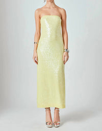 2.7 AUGUST APPAREL Strapless Sequin Maxi Dress in yellow - women's dress - alternate view