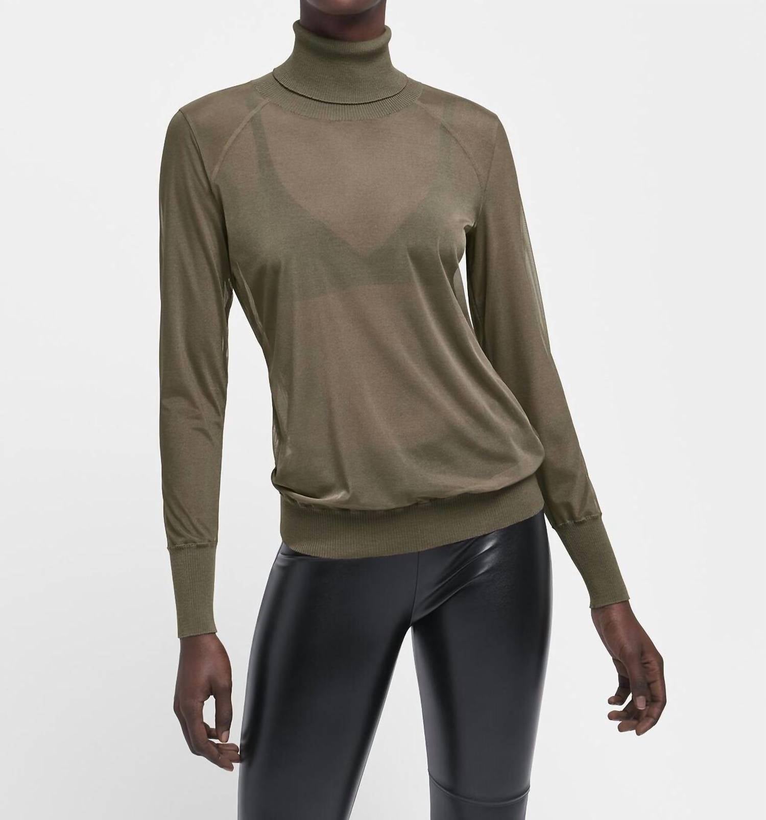 Wolford Tony Long Sleeve Pullover in hunter - women's sweater