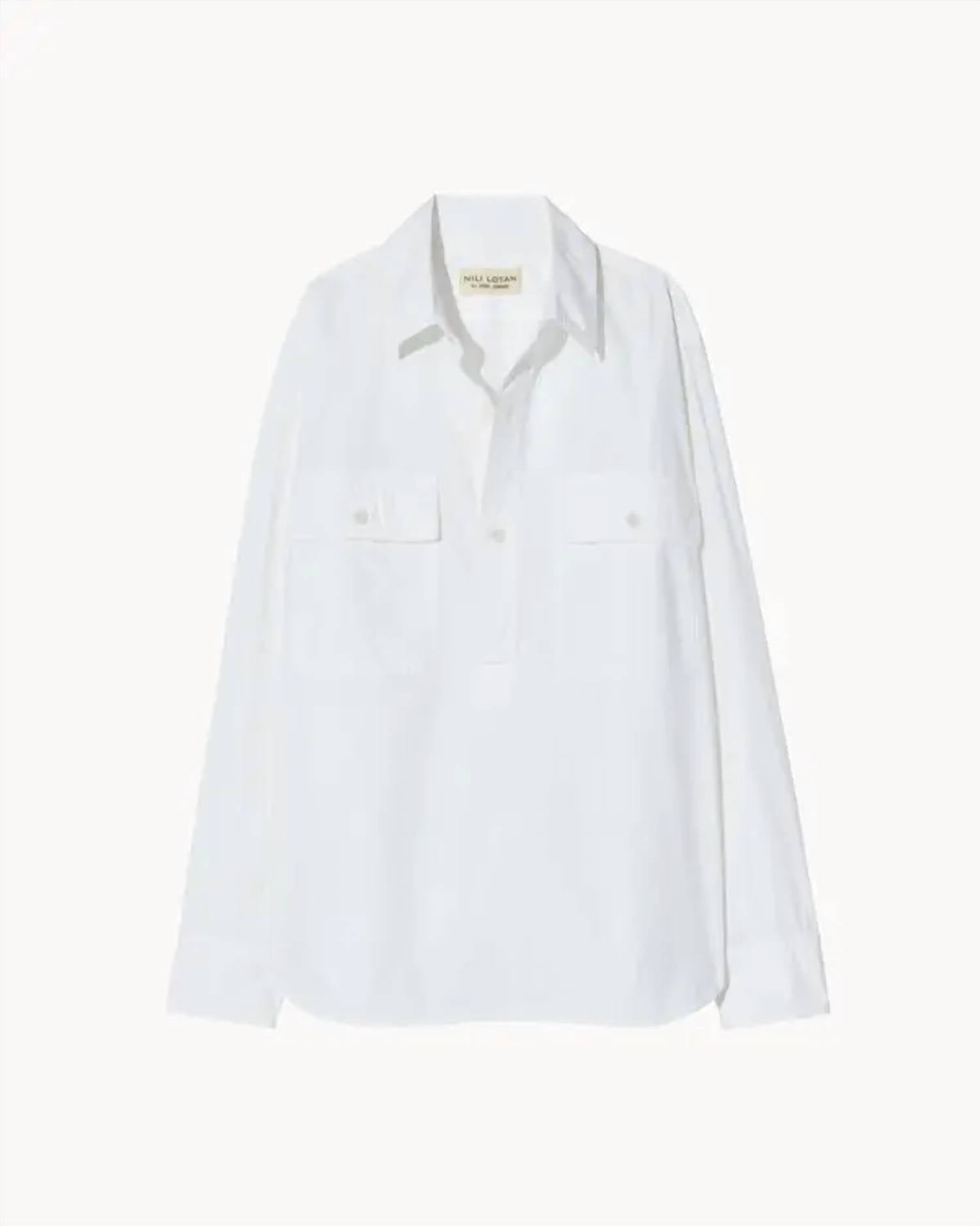 NILI LOTAN Women's Shae Shirt in white - women's shirt