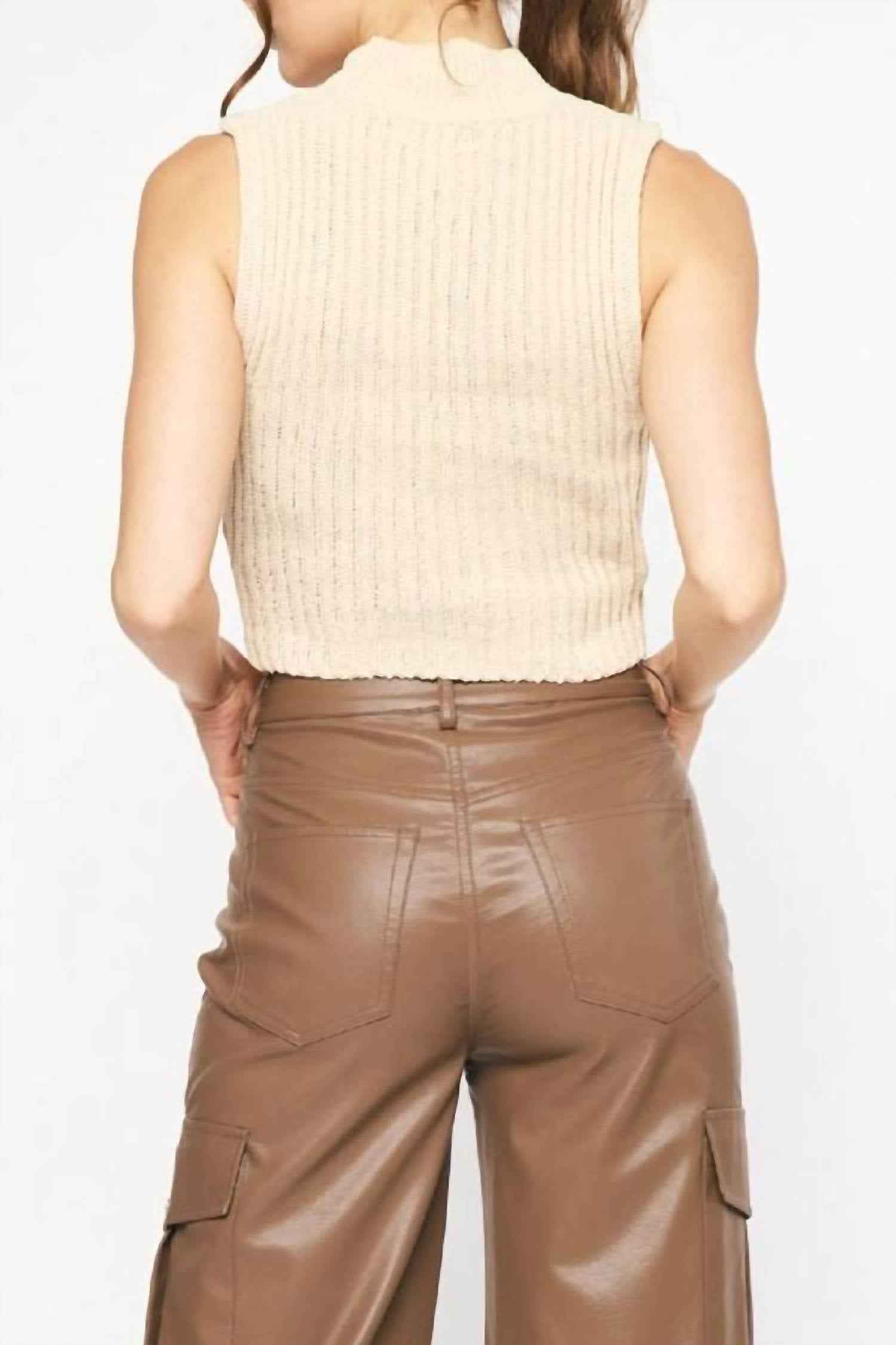 Entro - Chenille Mock Neck Sweater Top