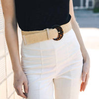 Leto - Women's Basketweave Stretch Cinch Belt