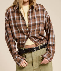 Mimosa - Plaid Button Up Crop Shirt