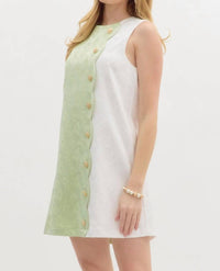 entro Ainsley Mini Dress in green - women's dress - detail view