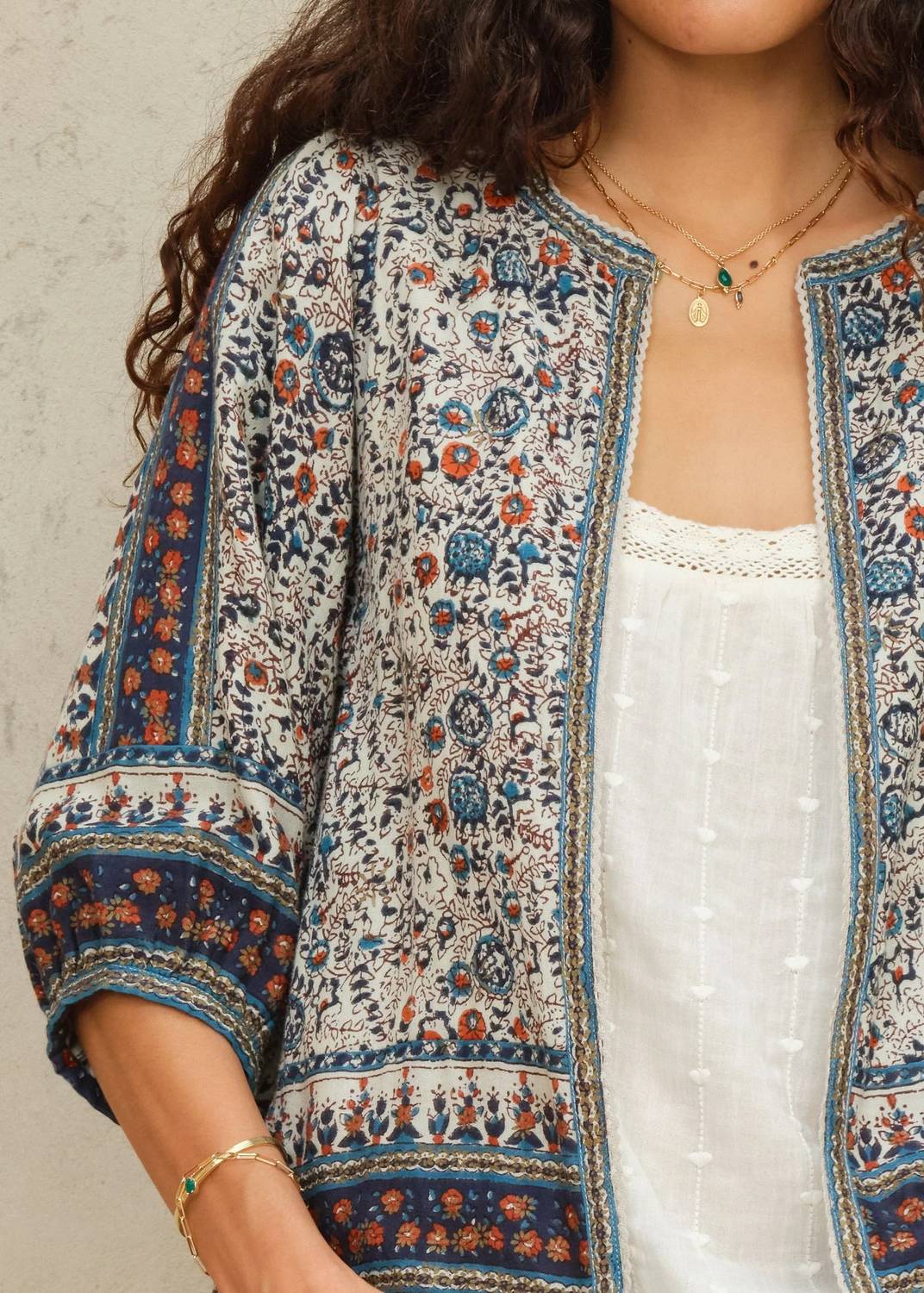 M.A.B.E. - Cass Print Woven Pin-stripe Jacket