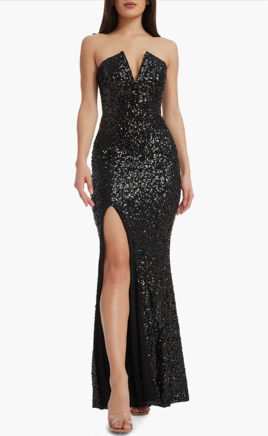 Dress The Population - Fernanda Sequin Strapless Maxi Gown