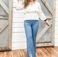 current air Margot Boot Cut Trousers in aegean blue - women's pants